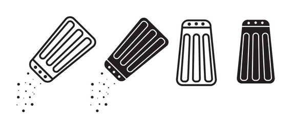 salt icon set. salt shaker line vector symbol in fill and outlined style. suitable for mobile app, and website UI design.