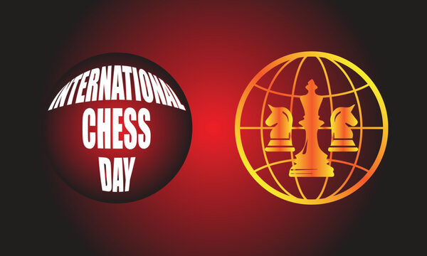 International Chess Day Logo and Background Illustration Simple Design