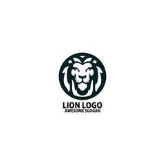 lion face logo design line color