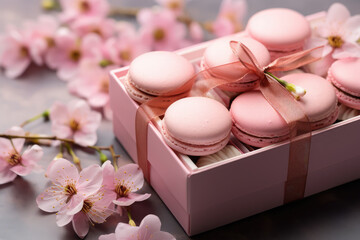 colorful macarons on background