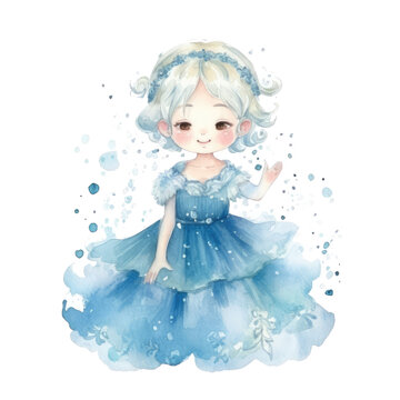 Sparkling Freeze Ice Snow Princess Winter Crown Beauty Glittering Delight in Watercolor Sublimation Clipart