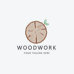 logo carpentry woodwork line art logo vector concept illustration template design.