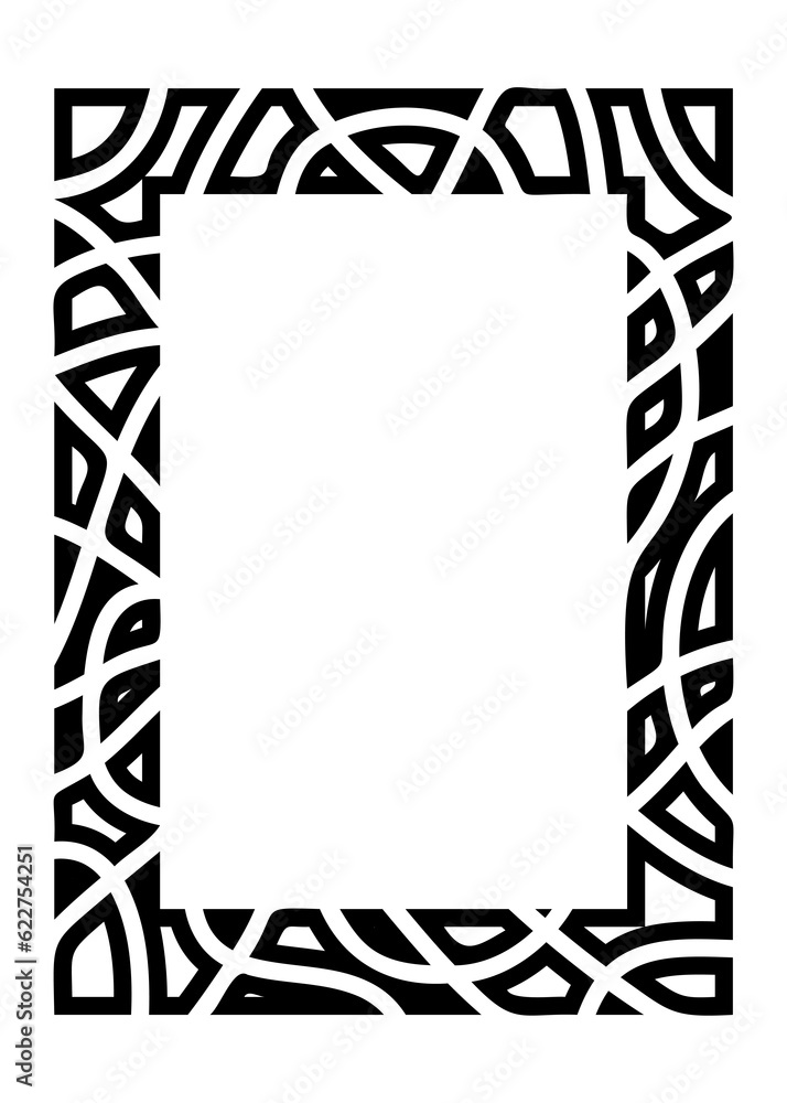 Poster black rectangle vertical mosaic frame. monochrome flat border. copy space for your text and image. p
