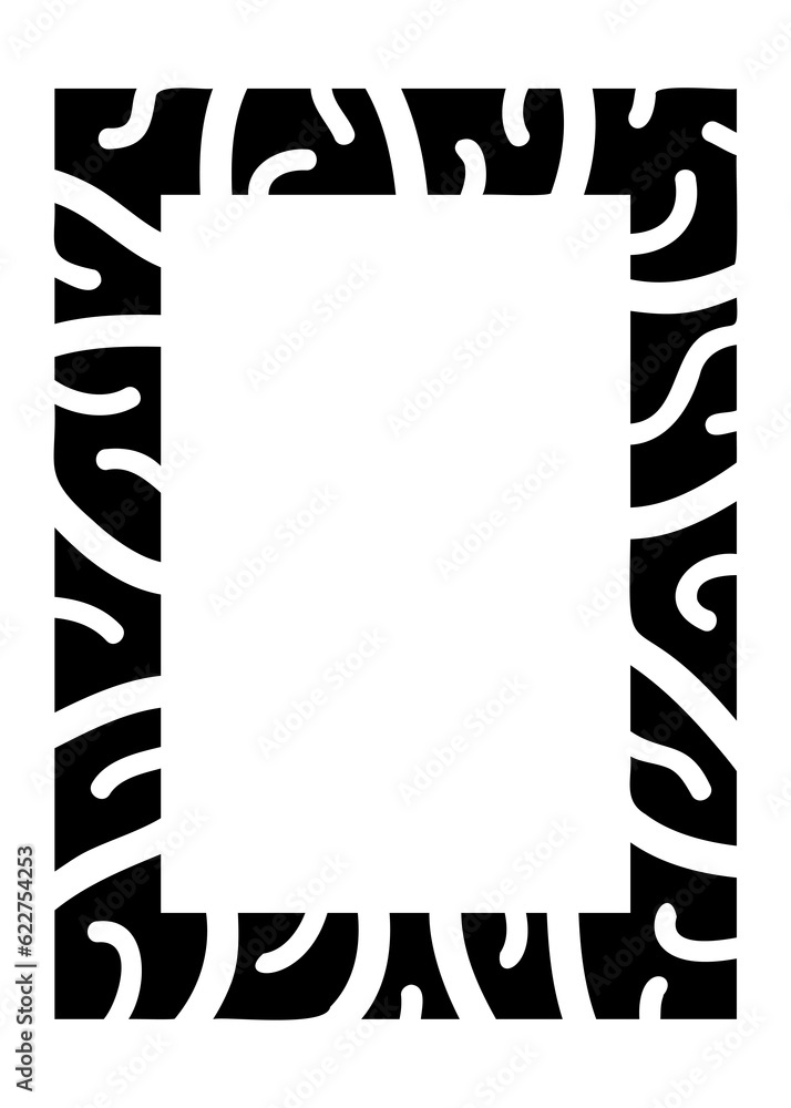 Poster black rectangle vertical mosaic frame. monochrome flat border. copy space for your text and image. p