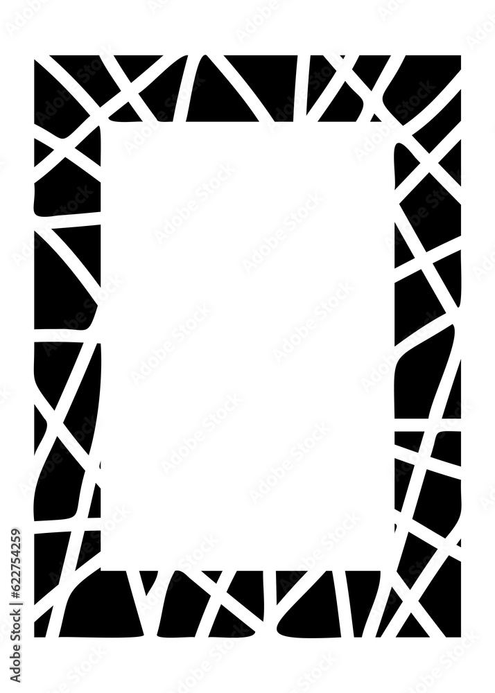 Poster black rectangle vertical mosaic frame. monochrome flat border. copy space for your text and image. p
