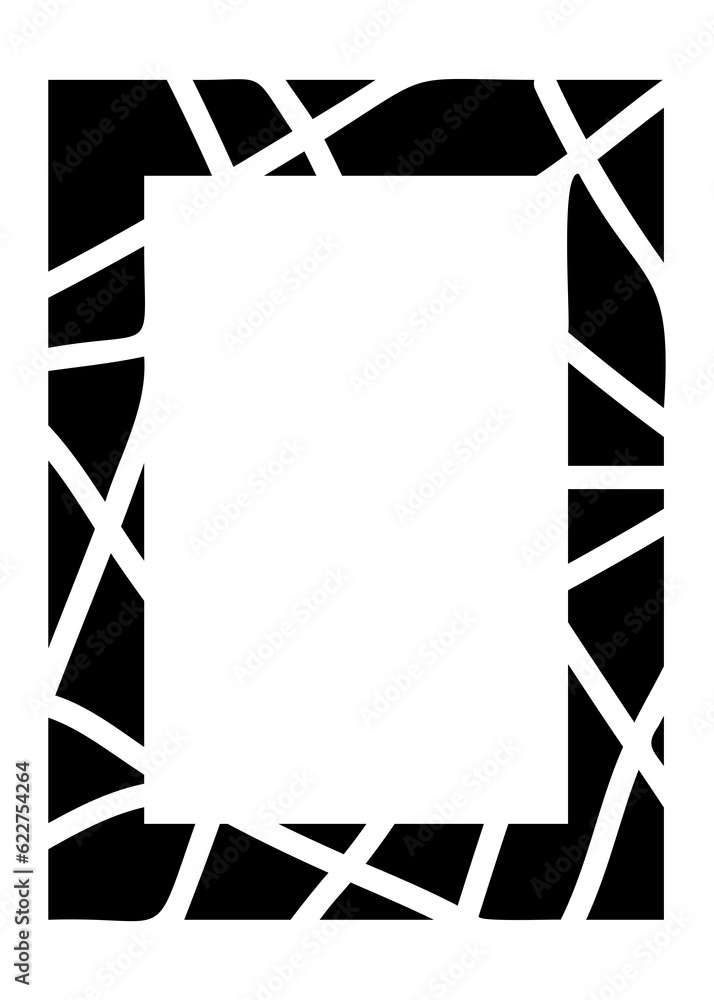 Poster black rectangle vertical mosaic frame. monochrome flat border. copy space for your text and image. p