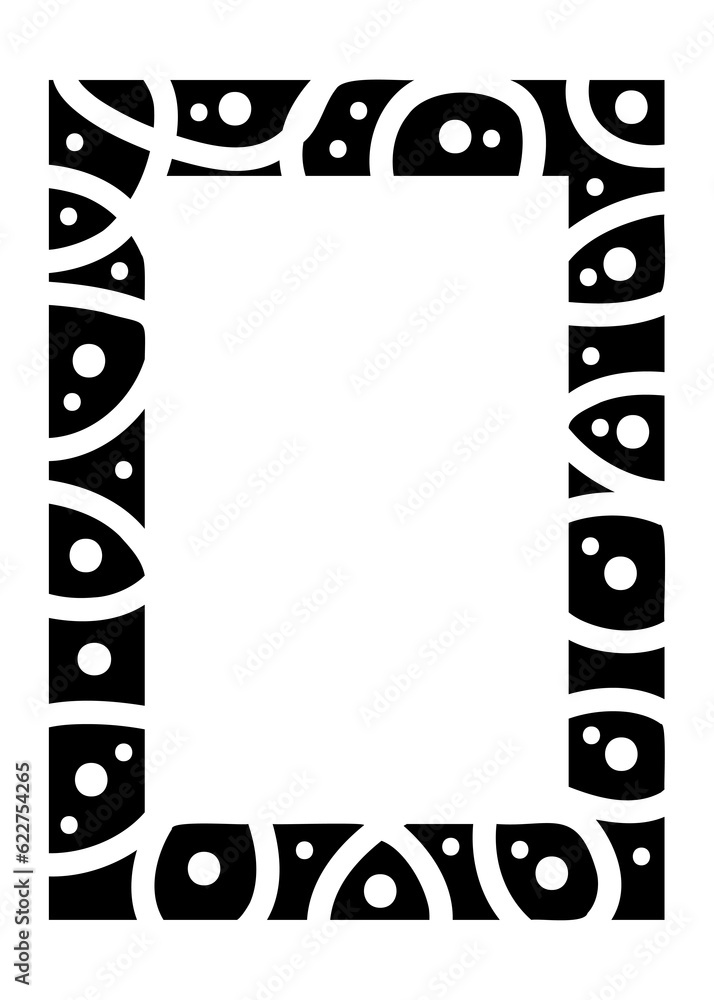 Poster black rectangle vertical mosaic frame. monochrome flat border. copy space for your text and image. p