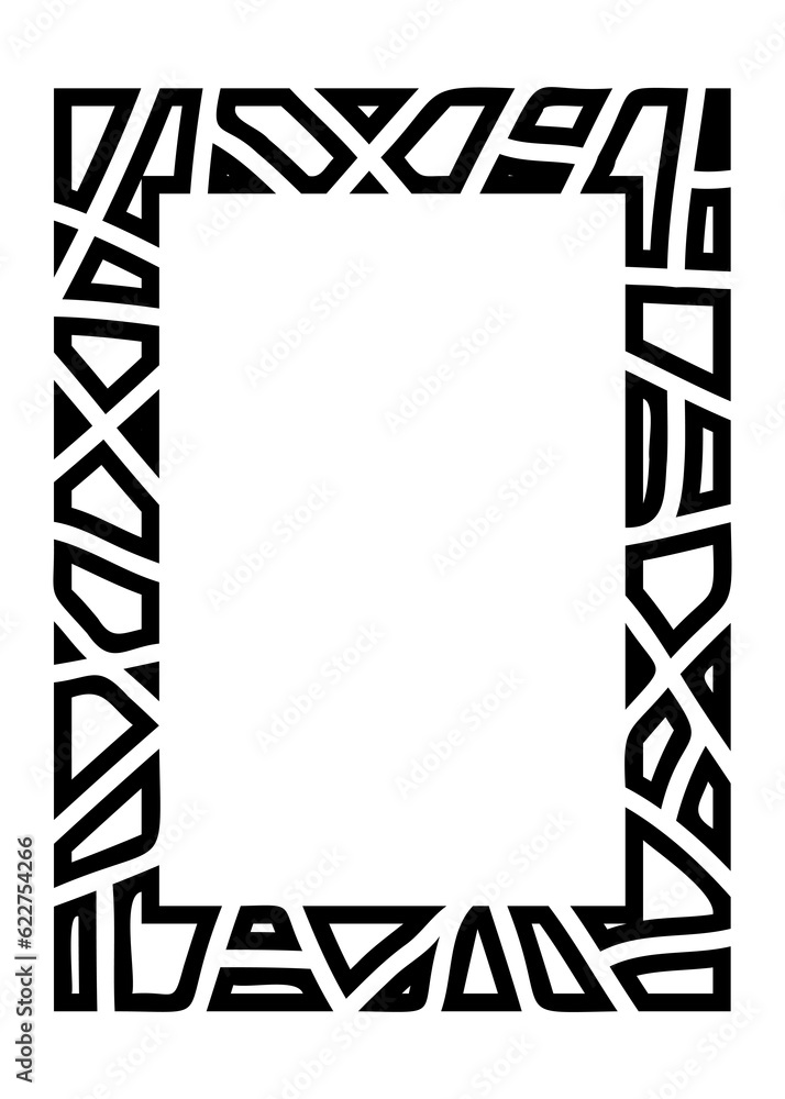 Poster black rectangle vertical mosaic frame. monochrome flat border. copy space for your text and image. p