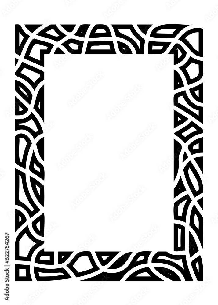 Poster black rectangle vertical mosaic frame. monochrome flat border. copy space for your text and image. p