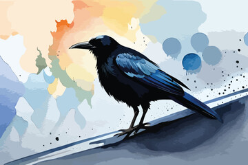 Crow Watercolor Art 
