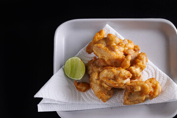 Chicken Karaage Japanese Fried chicken isolated in black background