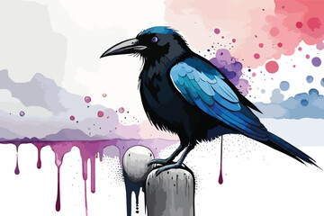 Crow Watercolor Art 