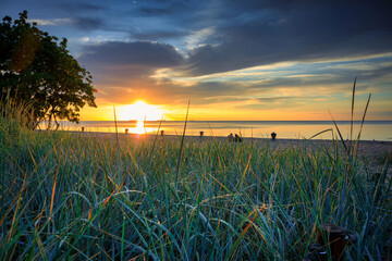Sunrise at the Baltic Sea in Gdynia Orlowo, Poland - obrazy, fototapety, plakaty