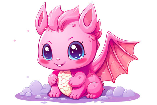 kawaii dragon sticker image, in the style of kawaii art, meme art isolated PNG