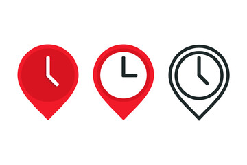 Map pin time icon. Illustration vector
