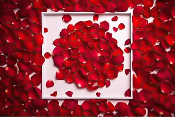 Background with delicate red rose. Framed by White frame decoration love. Romance for weddings and celebrations celebrate valentine's day copy space love and romance