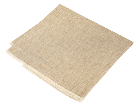 Flaxen beige napkin, transparent background