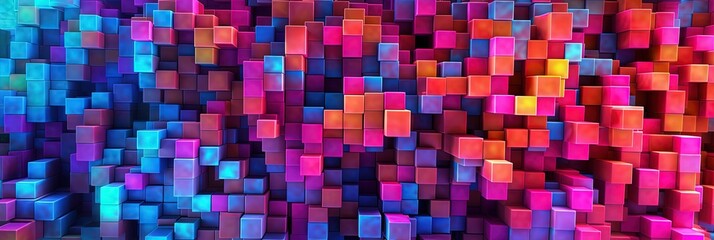 Colorfull cubes as abstract 3d geometry background illustration. Generative ai - obrazy, fototapety, plakaty