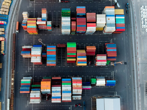 Koper, Slovenia - 12 September 2019: Aerial view of Koper industrial port in Slovenia.