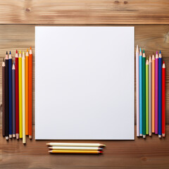 Obraz premium pencils on wooden table, made with Generative AI