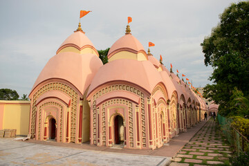 cluster of historic temples build on 1788 at 108 shiva temple, burdwan, west bengal, india