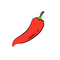 Chili pepper. Red peppers on white background. Vector illustration in doodle style