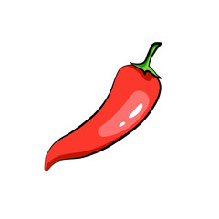 Red hot natural chili pepper illustration. Design for grocery, culinary products, seasoning and spice package, recipe web site decoration, cooking book. Vector Icon