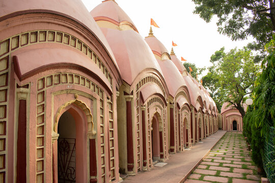 cluster of old temples build on 1788 at 108 shiva temple, burdwan, west bengal, india