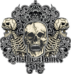 Gothic sign with skull, grunge vintage design t shirts
