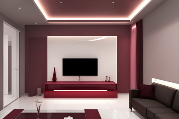 Minimalist interior design for living room. AI generated illustration