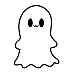 Cute ghost halloween cartoon outline icon
