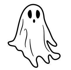 Cute ghost halloween cartoon outline icon