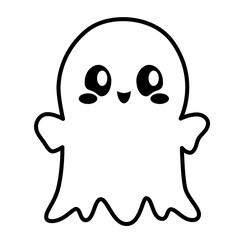 Cute ghost halloween cartoon outline icon