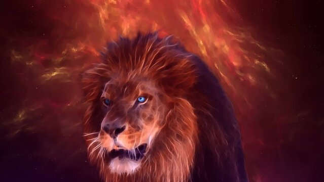 Lion roaring in a 3D animation