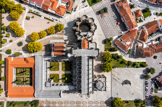 Aerial view of a gothic Batalha Monastery (Mosteiro de Batalha) in Portugal.