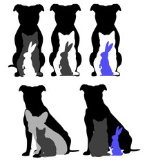 animal symbols dog, rabbit, cat