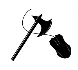 symbol for gamers - mouse and axe