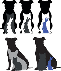 animal symbols dog, rabbit, cat