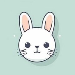 AI generated illustration of an adorable, small white rabbit on a lush, green background