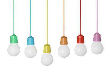 Naklejka premium Light bulbs colorful modern, clipping path, 3d render