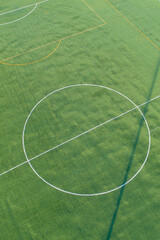 Obraz premium drone aerial view of a soccer field