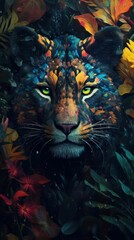 AI generated illustration of a majestic tiger with piercing eyes