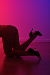 silhueta de bela mulher sexy dançarina sensual fetiche dança a noite 