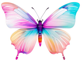 Beautiful watercolor butterfly illustration - colorful - isolated on white - transparent background - Generative AI