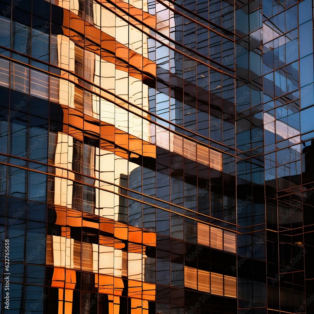 Poster ai generated illustration of a modern, abstract-designed building with multiple windows