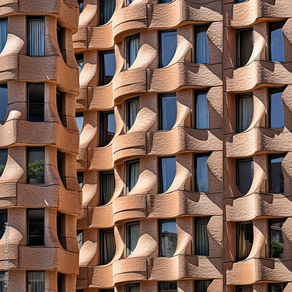 Poster ai generated illustration of a modern, abstract-designed building with multiple windows