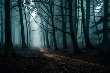 fog in the woods generated Ai 