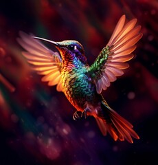 Obraz premium AI generated hummingbird with open wings