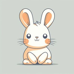 AI generated white cartoon rabbit on green background