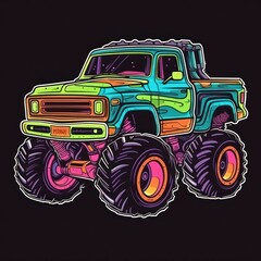 AI generated Truck on a dark background